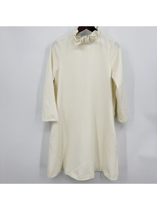 Tuckernuck Dresses & Skirts - Tuckernuck Ivory Daphne Dress size L Large Ruffle Collar Bow Swing Mini Cocktail